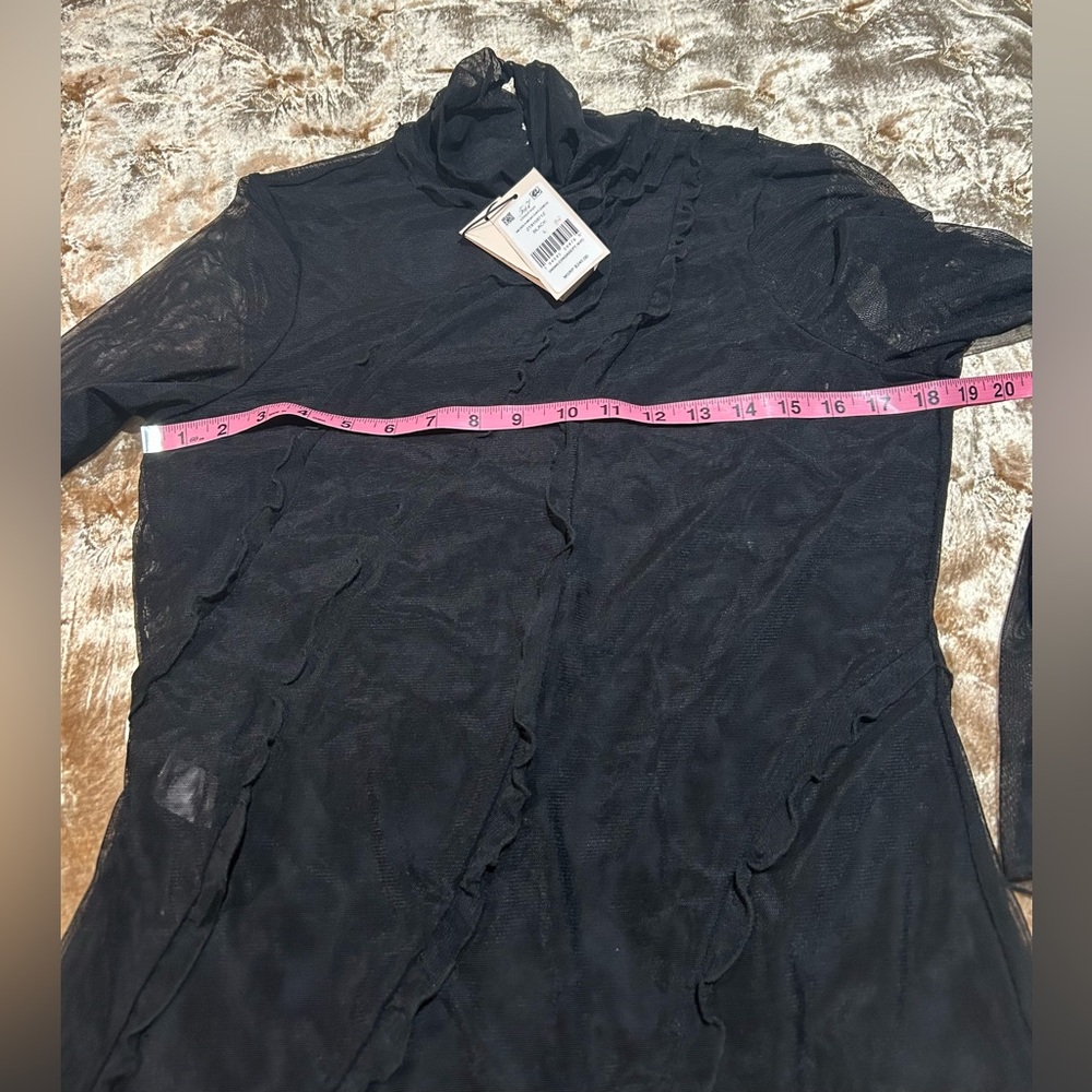 Cinq a Sept Black Mesh Turtleneck Top - Picture 6 of 6